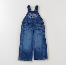 OshKosh B'gosh Boys Size 3T Denim Blue Overalls Vestbak Spell-Out Embroidered