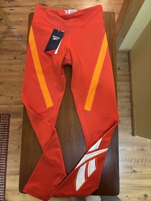 Reebok Red Orange WOR Vector Logo XS Leggings