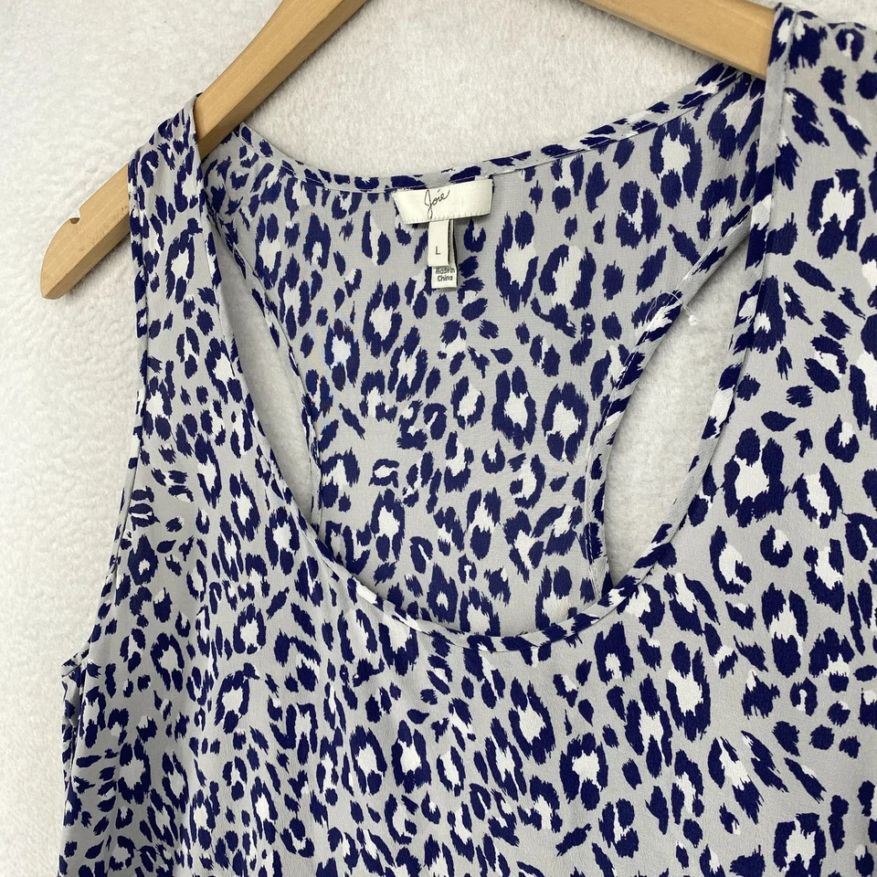 Regata JOIE L Seda Crepe de China Estampa de Leopardo Racerback Concha Azul - Imagem 2 de 4