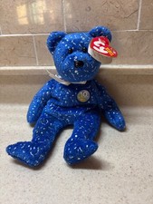 Ty Beanie Baby  Decade Dark Blue 10 year Anniversary Bear 8 inch 2003
