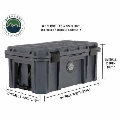For D.B.S. - Dark Gray 95 QT Dry Box With Drain and Bottle Opener Overland Vehic