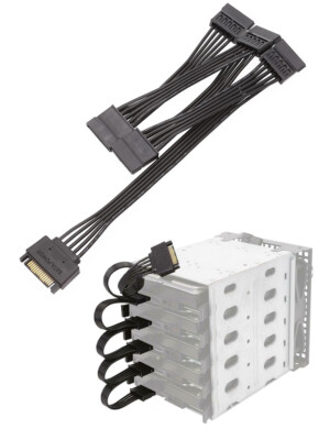 15pin SATA 1 Male To 5 Female Splitter Hard Drive HDD SSD Power Adapter Cable