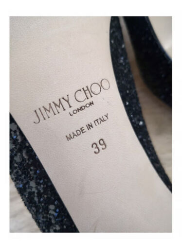JIMMY CHOO Romy Black Glitter Heels - Sz. 39 - Picture 6 of 6