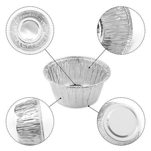 100Pcs Cake Tools Pudding Cake Aluminum Foil Baking Cups Cupcake Cup with Lids - Picture 3 of 6
