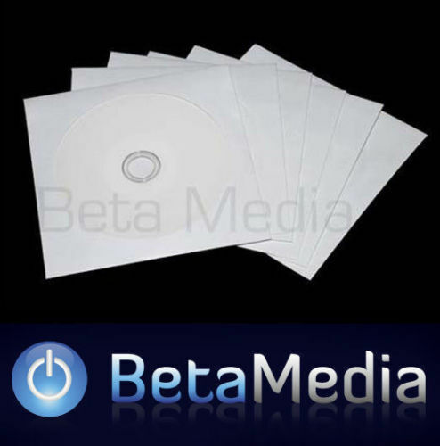 1000 Paper CD / DVD / Bluray BDR Sleeves - White Envelopes Plastic Window 100GSM - Picture 1 of 2