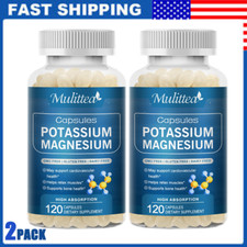 2x Potassium Magnesium Supplement 120 Capsules Support Muscle Bone Heart Health