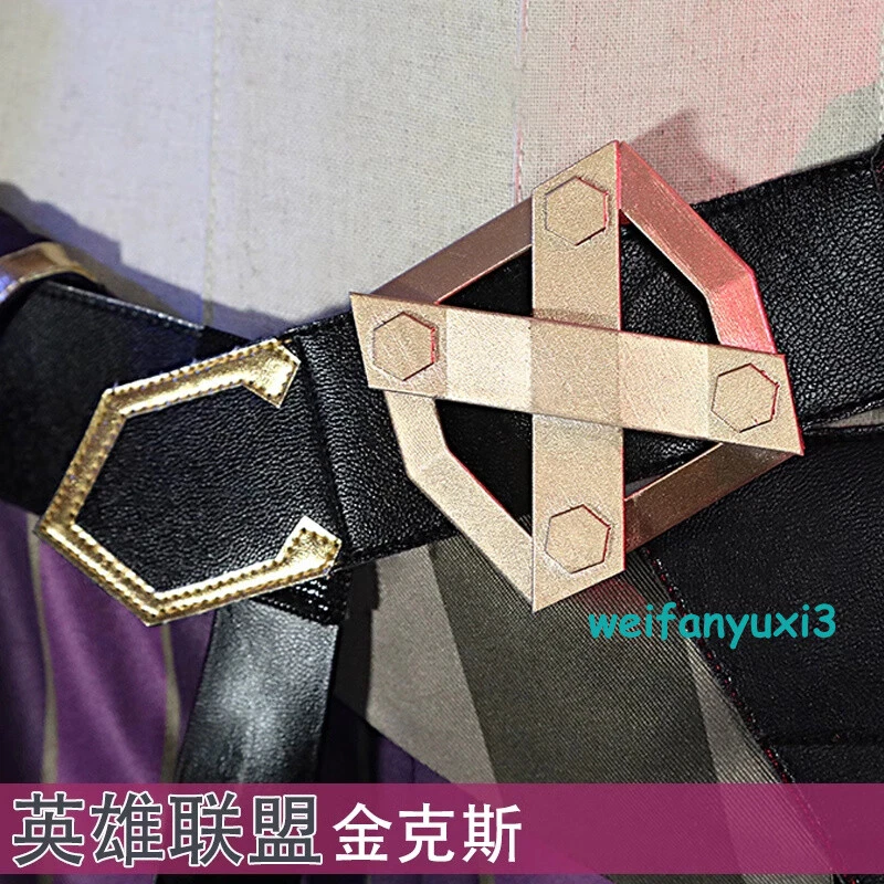 LOL Arcane Cosplay Jinx COS Costume Women Uniform Outfit Fullset With Necklace - Image 3 of 4