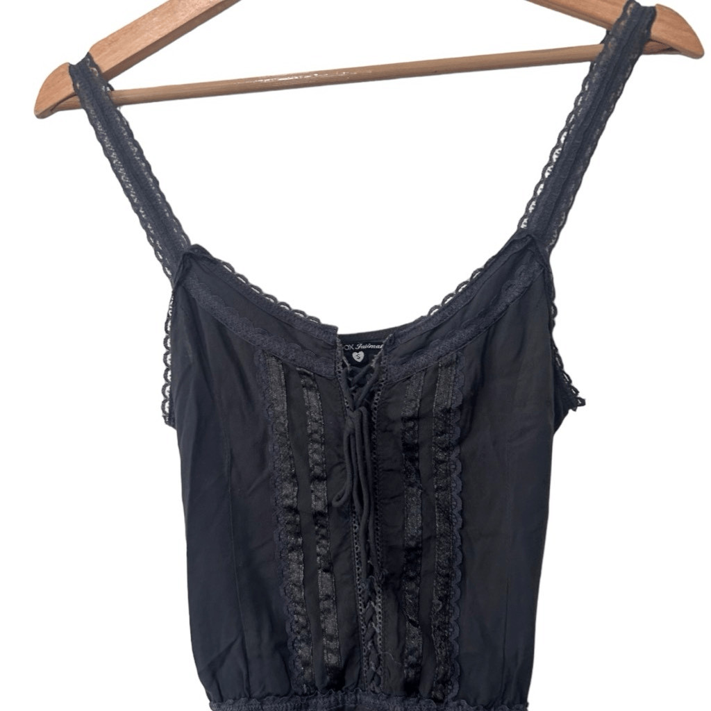 Wildfox Intimate Solid Black Sleeveless Lace Trim… - image 4