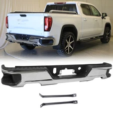Chrome Rear Bumper w/ Dual Fit For Chevy Silverado CMC Sierra 1500 2019-2023
