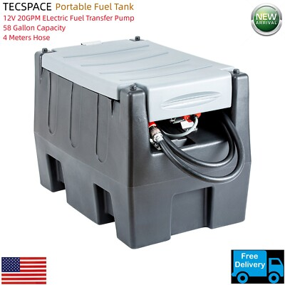 #ad #ad TECSPACE Black 58 Gallon Gasoline Tank with 12V Electric Fuel Transfer Pump $643.99