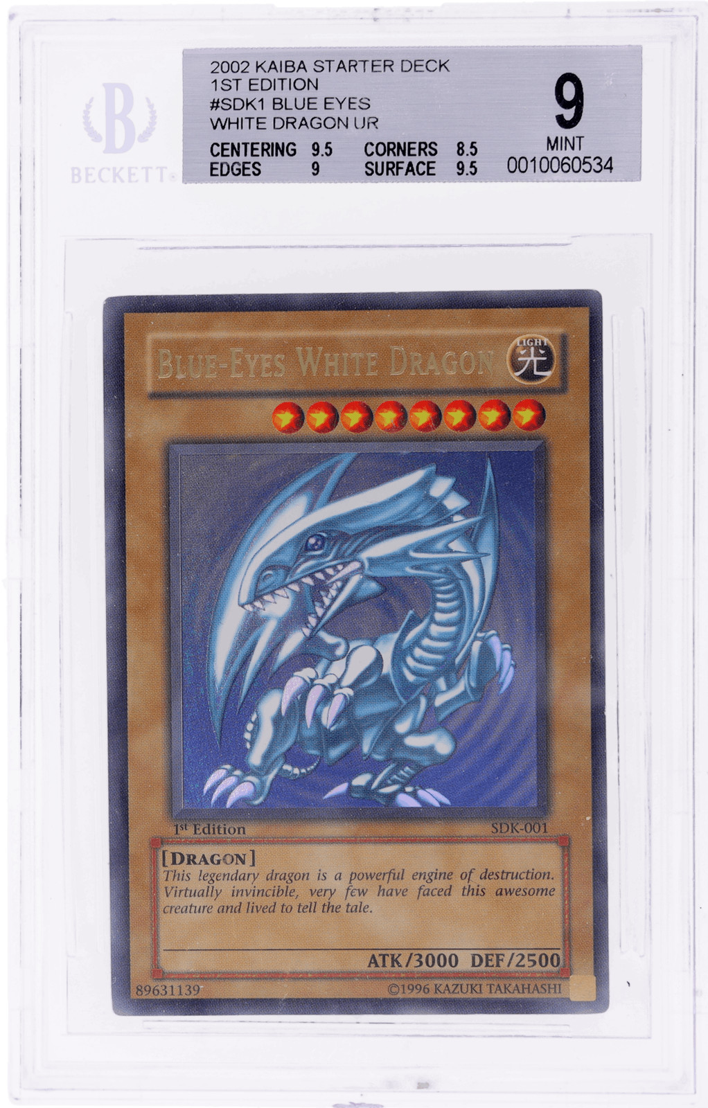 2002 Yu-Gi-Oh Starter Deck Kaiba Blue-Eyes White Dragon 1st Edition #SDK1 BGS 9