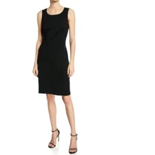 Lundstrom Women’s Size 10 Sheath Dress Sleeveless Scoop Neck Black Knee Length