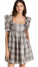 SALE! NWOT En Saison Plaid organza mini babydoll Dress Shopbop IN STORES NOW  S