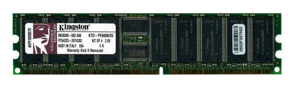 RAM Kingston KTD-PE6600/2G 2GB Kit 4x512MB DDR-200MHz Reg ECC CL2 - Photo 3/3