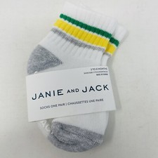 Janie and Jack Baby Boys 3-6 Months Athletic Striped Crew Socks in White/Gray