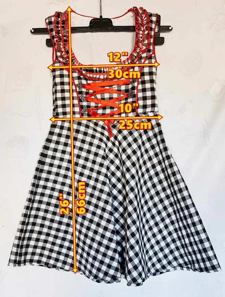 DRESS VINTAGE TRACHTEN OKTOBERFEST DIRNDL TYROL PLAID GIRL-SIZE:US 7/EU 122 - Image 2 of 4