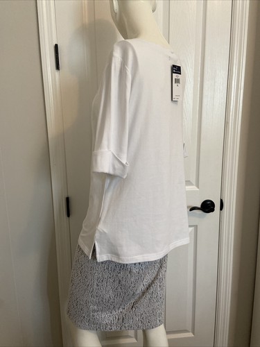 CHAPS SCOOP Neck Relaxed Blouse NWT WHITE SIZE XL SHORT SLEEVE PULLOVER - Picture 4 of 12