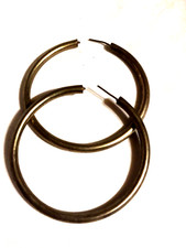 UnMarked Silver or Silverplated Large Hoop Earrings VTG Pierced MCM 2.25"