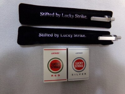 Lucky Strike  Zigarettenwerbung-2 Kugelschreiber und 2 Streichholzschachteln