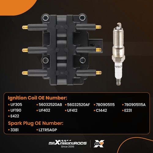1pcs Ignition Coil & 6pcs Spark Plugs For Chrysler Town & Country V6 3.3L 00-10 - Picture 3 of 12
