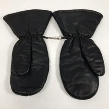 Vintage Wells Lamont Size M supple Black Leather MITTENS/gloves C-11 Snow Mark