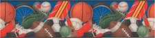 All Sports Ball Football Basketball Hockey Tennis Soccer Blue Wall paper Border