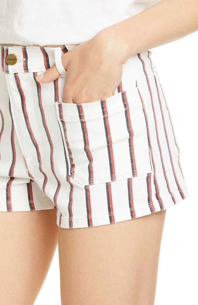 Frame Le Bardot Denim Shorts In Classic Stripe 24 eBay