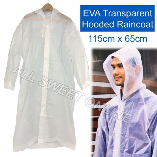 EVA Transparent Poncho Hooded Raincoat 