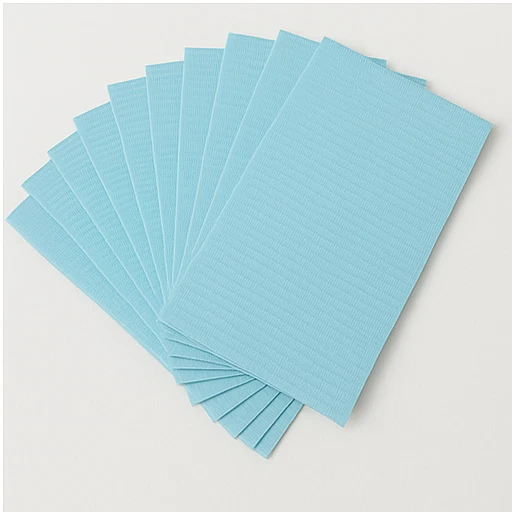 Baberos dentales desechables para pacientes RMH3 AZUL 13" X 18" 2 capas de papel/1 capa de polietileno 500/PC Foto 4 de 4