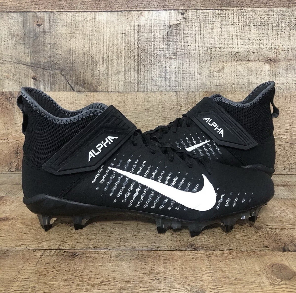 Men\'s Nike Alpha Menace Pro 2 Mid Football Cleats Black AQ3209-002 Size 14 NEW Nike Alpha Menace Pro 2 Mid Football Cleats Black White Size  main image 2