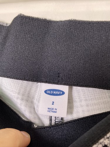 Old Navy Black White Plaid Skinny Leg WOW PANT Stretch Waist Side Zip Pants Sz 2 - Picture 2 of 16