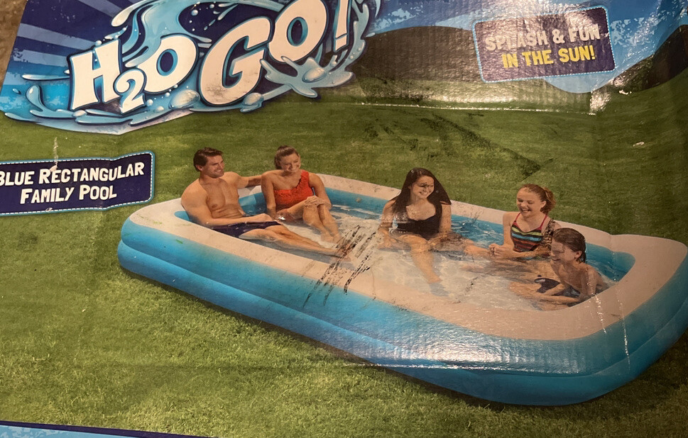 H2OGO! Bestway Blue Rectangular Inflatable Family Pool Includes