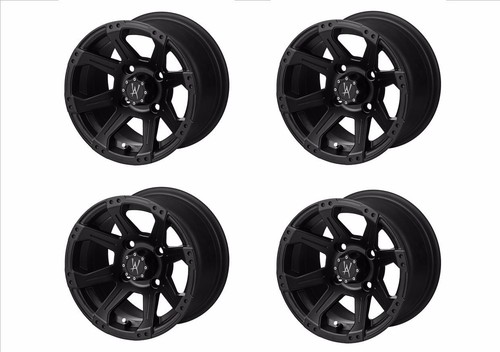 14x7 Rampage ATV/UTV Matte Black 4/110 5+2 Offset Wheel - Set of 4 - Picture 1 of 2