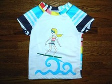 Girl's Gymboree White Swim Shirt w/Girl Surfing Size 6-NWT