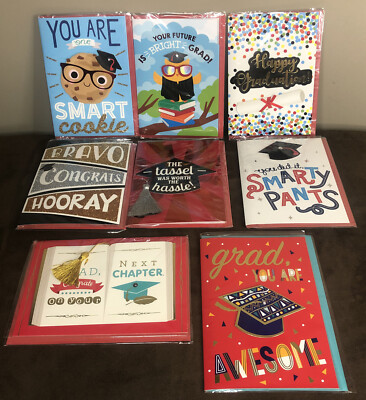 Lot of 8 VOILA Graduation Greeting Cards 3D in Plastic w/ Envelope Embellishment