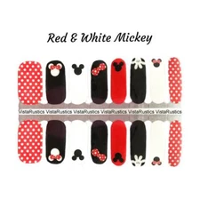 Red & White Mickey Nail Wraps / Disney Nails / Mickey Nail Wraps/ Minnie Nail Wr