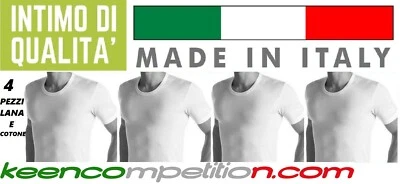 INTIMO DI QUALITÀ 4 MAGLIE INTERNE UOMO A GIROCOLLO SCOLLO V MANICA CORTA IN LANA E COTONE ITALY