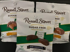 Russell Stover SUGAR FREE - "CARAMEL DARK CHOCOLATE Candy- LOT OF 3 BAGS 