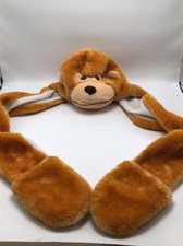 Monkey Plush Winter Hat with Mittens Youth OSFA - Kids Funny Dress Up