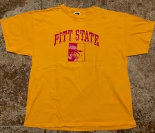 VINTAGE YIKES! PITT STATE GORILLAS GRAPHIC T-SHIRT ( MENS XL ) YELLOW PREOWNED