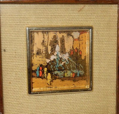 TWO PIECE DIPINTO A MANO SU FOGLIA ORO GOLD LEAF PAINTINGS | eBay