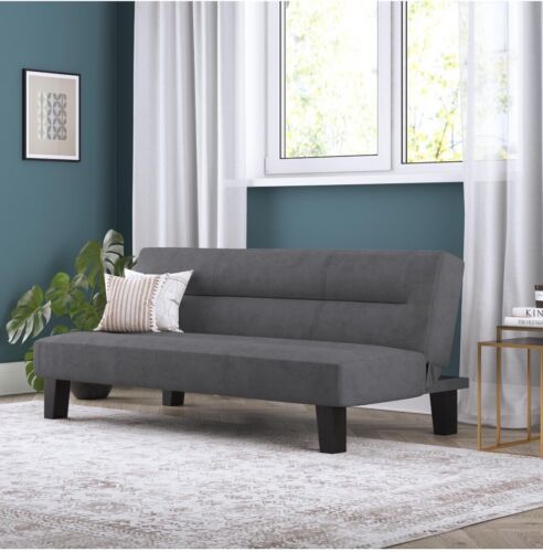 Futon with Microfiber Cover Gray - AMERICAN SELLER