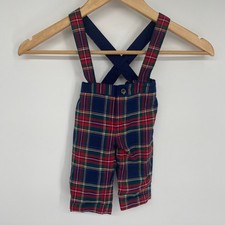 Janie Jack Pants W/ Suspenders Boys 0-3 Month Plaid Christmas Holiday Pictures