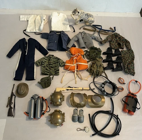 VINTAGE 12" GI JOE PALITOY FIGURE Clothes Accessories ADVENTURE TEAM TIGER LOT