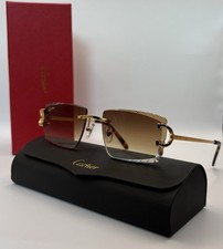 Cartier Big C Diamond Cut Frameless BROWN By a Lens Gold Frame