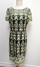 Tahari Arthur S. Levine Size 8 Black Floral Embroidered Mesh Sheath Dress