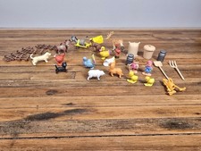 Lot of 25 Vintage Hong Kong Plastic Toy Farm Animals Ducks Cow Donkey 1970s