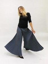 Denim Pleated Palazzo Pants