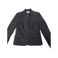 Calvin Klein Womens Charcoal Gray Two Button Professional Blazer Jacket Size 8