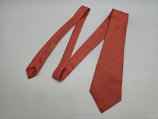 Hermes Paris Red Silk Tie 5184 IA Geometric D...